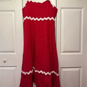 Amazon Red and White Midi Dress